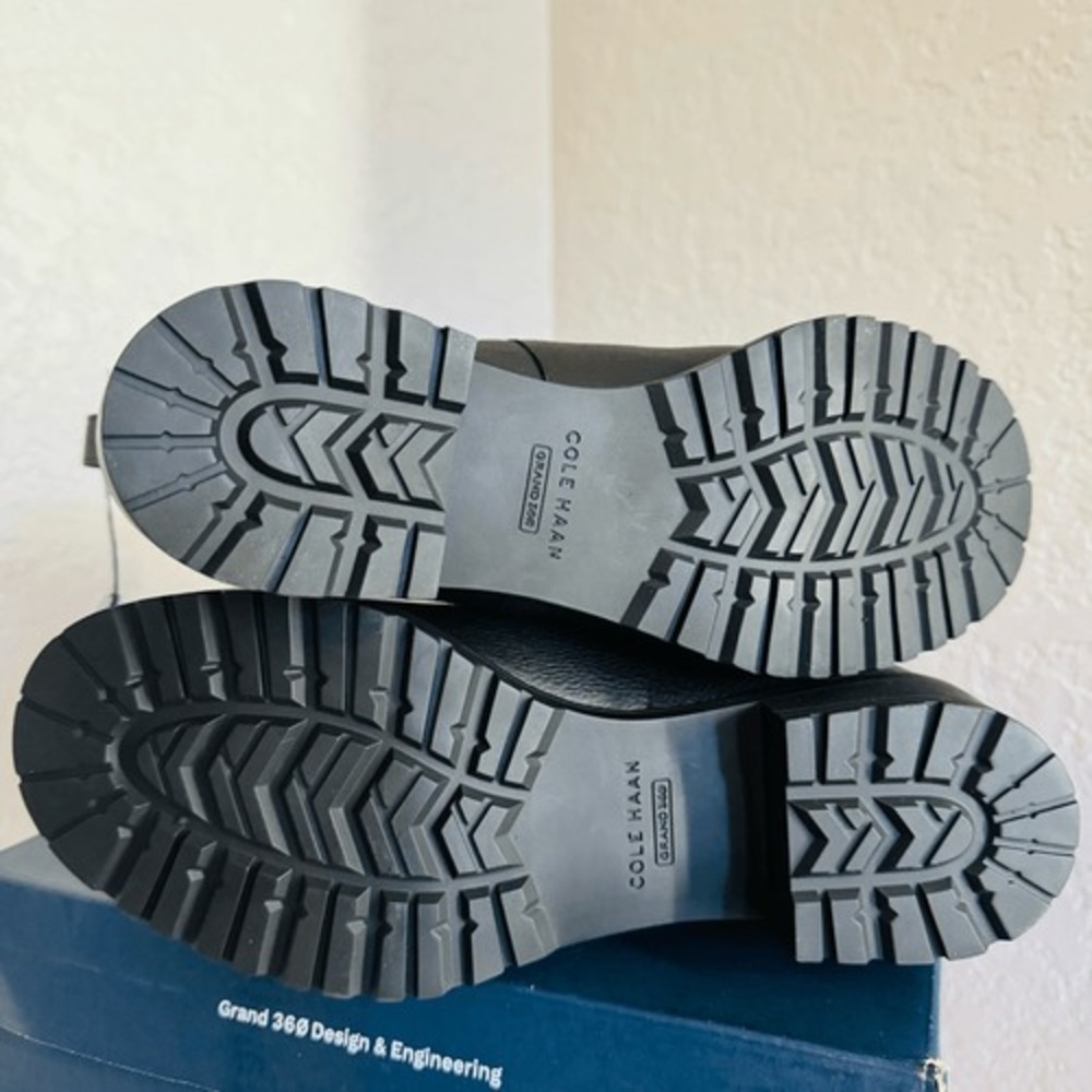 Cole Haan Camea Waterproof Leather Combat Boot,  Block Heel Black, Size 9.5 NWT - Picture 12 of 16